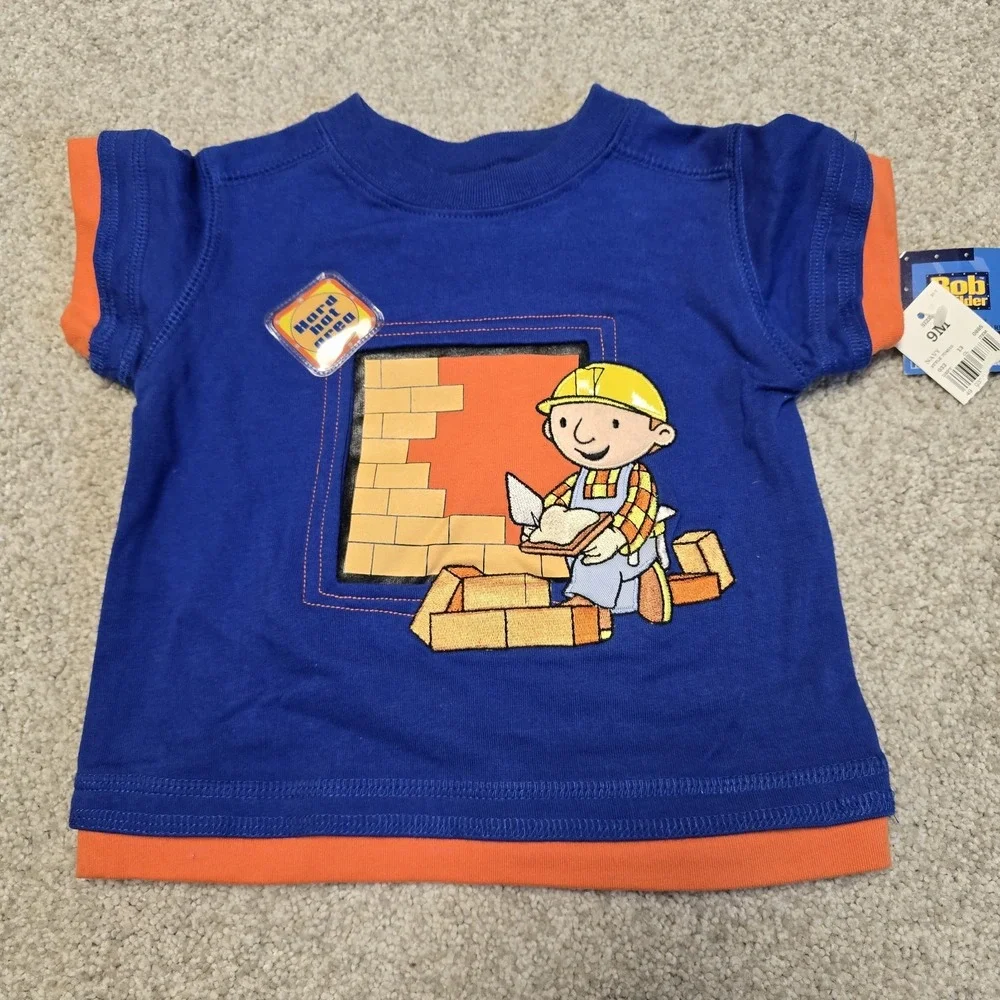 Vintage Bob the Builder Toddler Outfit Set Shirt & Shorts Blue Khaki‎ 6–9Mos NWT